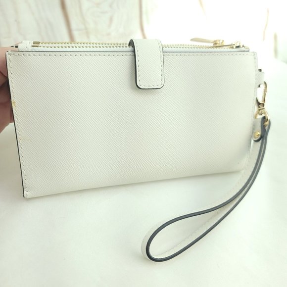 Michael Kors Womens Ivory White Leather Detachable Strap Wristlet Wallet - Picture 2 of 14